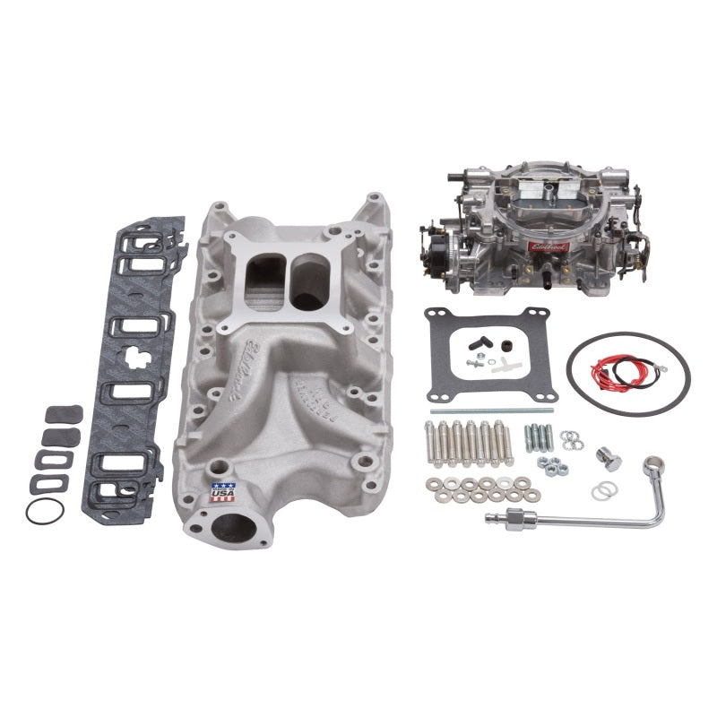 Edelbrock Manifold And Carb Kit Performer RPM Small Block Ford 289-302 Natural Finish