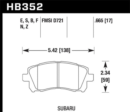 Hawk 02-03 WRX / 98-01 Impreza / 97-02 Legacy 2.5L / 98-02 Forester 2.5L D721 HP+ Street Front Brake