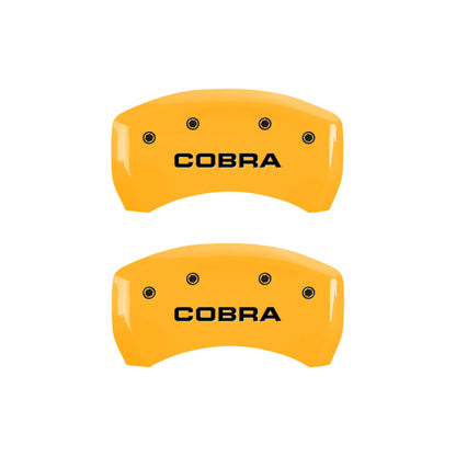 MGP Rear set 2 Caliper Covers Engraved Rear Cobra Yellow finish black ch
