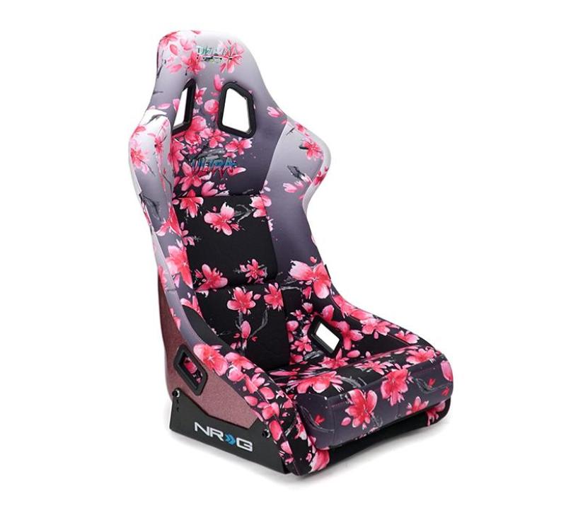 NRG FRP Bucket Seat PRISMA Japanese Cherry Blossom Edition W/ Pink Pearlized Back - Large