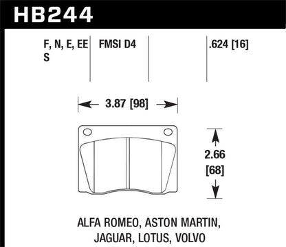 Hawk 72-74 Jaguar XJ12 Front ER-1 Brake Pads