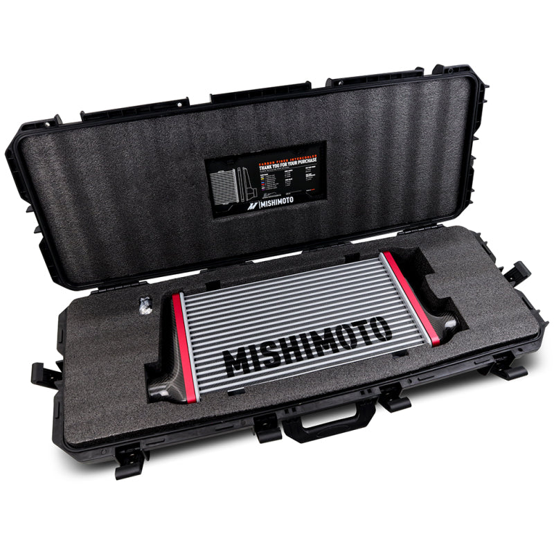 Mishimoto Universal Carbon Fiber Intercooler - Gloss Tanks - 600mm Silver Core - C-Flow - BL V-Band