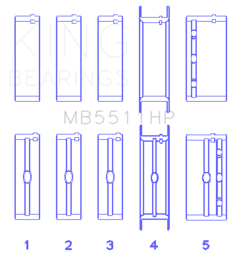 King Engine Bearings GM 326/350/389/400 w/ 3in Main (Size STDX) Main Bearing Set