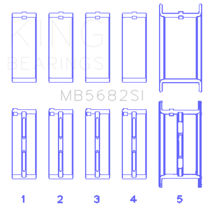 King Engine Bearings gm 496ci/8.1L 16v (Size STD) Performance Main Bearing Set
