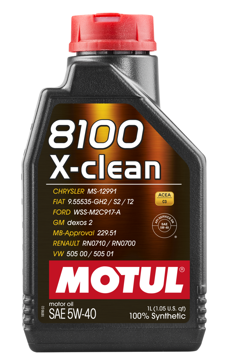 Motul 1L Synthetic Engine Oil 8100 5W40 X-CLEAN C3 -505 01-502 00-505 00-LL04