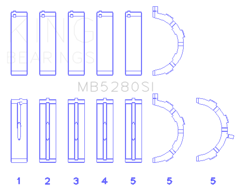 King Engine Bearings Ford 281CI/330CI 4.6L/5.4L V8 (Size +0.25) Main Bearing Set