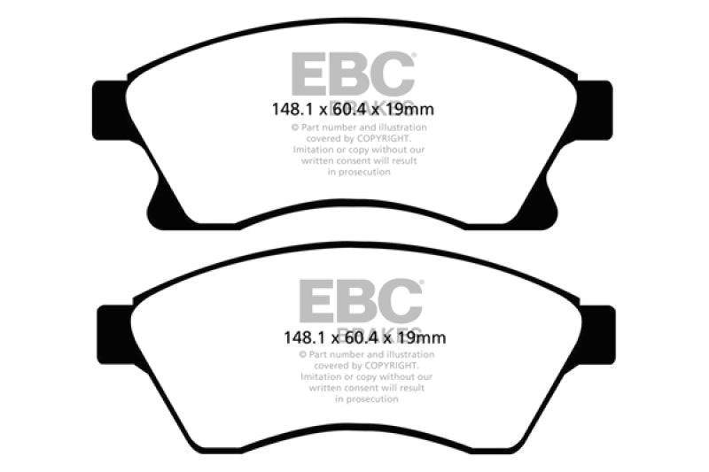 EBC 11+ Chevrolet Cruze 1.4 Turbo (10.9 inch front rotor) Ultimax2 Front Brake Pads