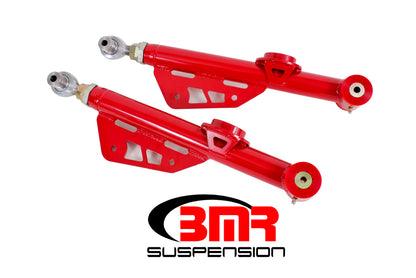 BMR 79-98 Fox Mustang On-Car Adj. Lower Control Arms / Rod End Combo (Polyurethane) - Red