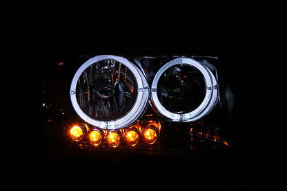 ANZO 2007-2014 Chevy Tahoe Crystal Headlight Chrome Amber(OE)