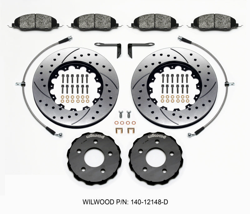 Wilwood Pro-Matrix Front Kit Drilled 05-12 Mustang GT (2pc Hat/Rtr)