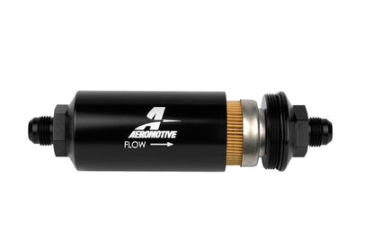 Aeromotive In-Line Filter - (AN -8 Male) 10 Micron Fabric Element Bright Dip Black Finish