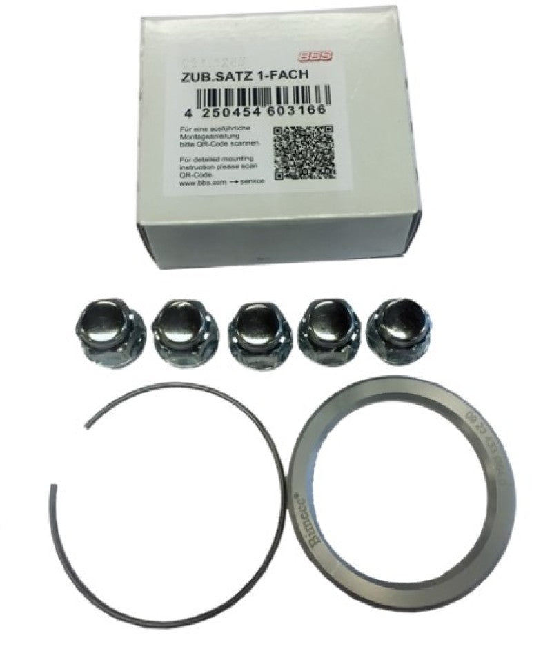 BBS PFS KIT - Dodge / Chrysler - Includes 82mm OD - 71.4mm ID Ring / 82mm Clip / Lug Nuts