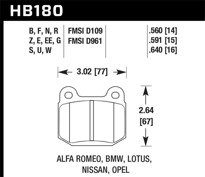 Hawk 03-06 Evo / 04-09 STi / 03-07 350z Track H-10 Rear Pads