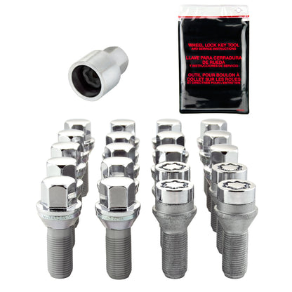 McGard 5 Lug Hex Install Kit w/Locks (Cone Seat Bolt) M14X1.25 / 17mm Hex / 27.5mm Shank L. - Chrome