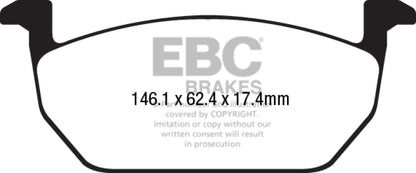 EBC 2017+ Volkswagen Golf Mk7 1.8L Turbo Ultimax2 Front Brake Pads