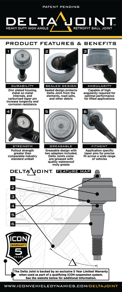 ICON 07-16 GM 1500 Delta Joint Kit (Small Taper Only)