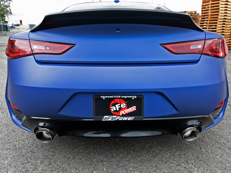 aFe POWER Takeda 2.5in 304 SS Axle-Back Exhaust w/ Carbon Fiber Tips 17-19 Infiniti Q60 V6-3.0L (tt)