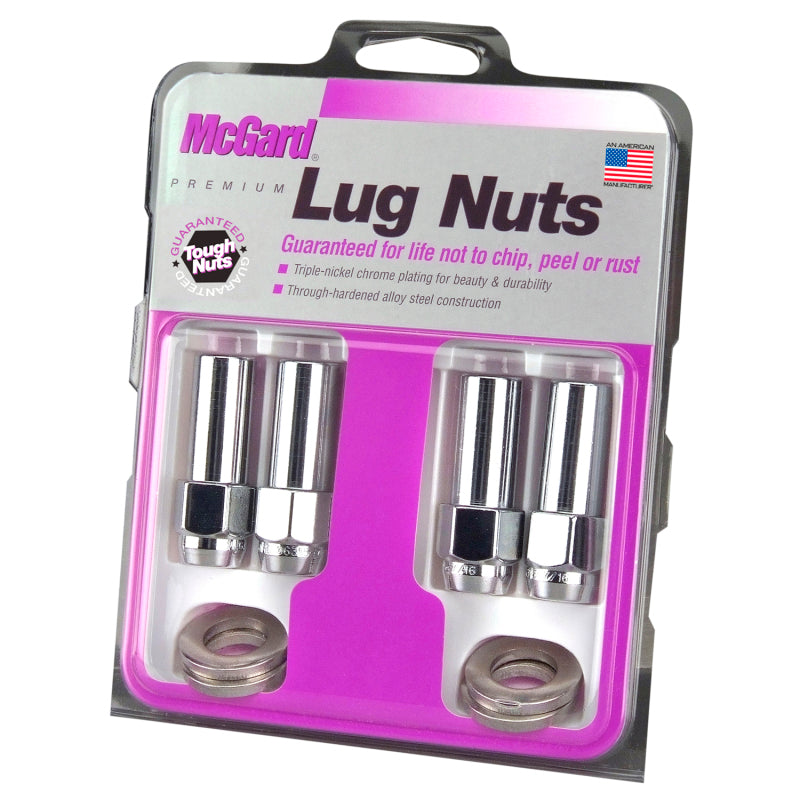 McGard Hex Lug Nut (X-Long Shank) M12X1.5 CTR Washer / 13/16 Hex / 2.27in. Length (4-Pack) - Chrome