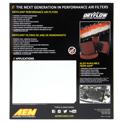 AEM BMW 3 Series 96-02 1.6/1.9L/ 98-07 2.0/2.2/2.5/2.8/3.0/3.2L L6 Dryflow Panel Air Filter