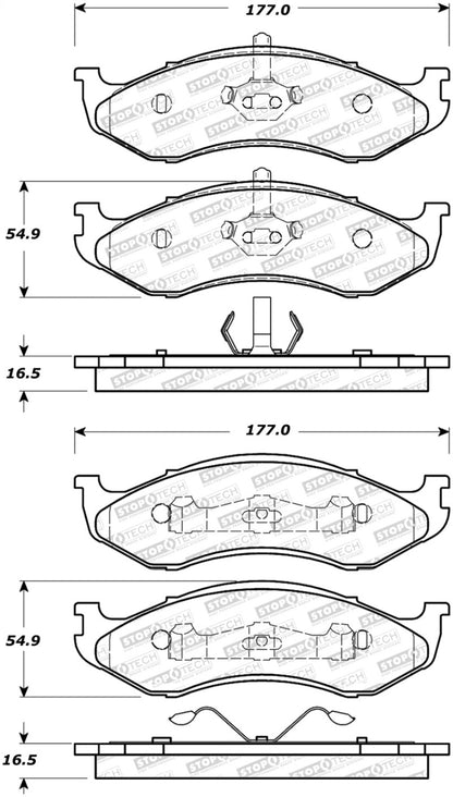 StopTech 92-01 Jeep Cherokee Street Performance Front Brake Pads