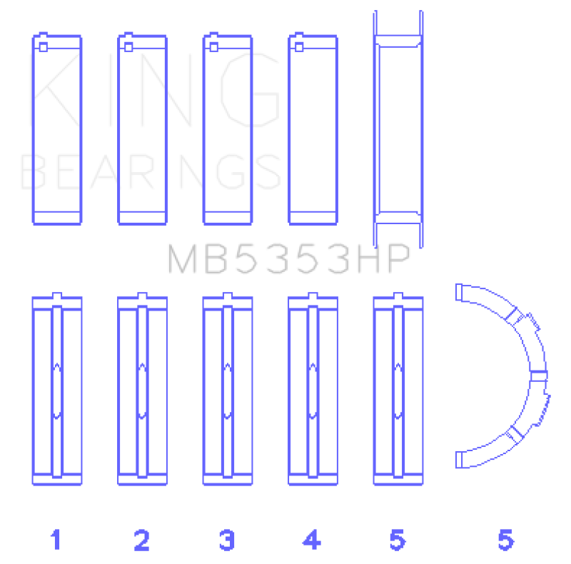 King Engine Bearings Ford 281 4.6L SOHC 16V Performance Main Bearing Set - Oversize .026