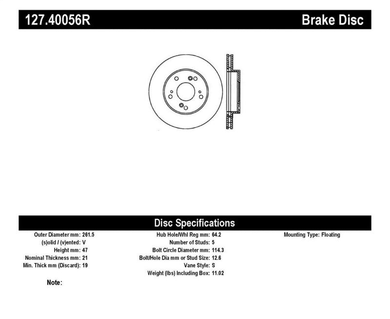 StopTech 02-06 Acura RSX Slotted & Drilled Right Front Rotor